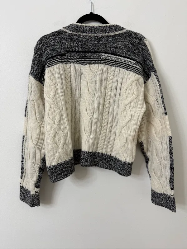 {M} Madewell Marled Patchwork Cardigan Merino Wool Sweater - Image 7