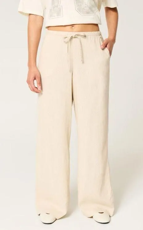 Hollister Linen-Blend Pull-On Baggy Pants || M Long - Image 2
