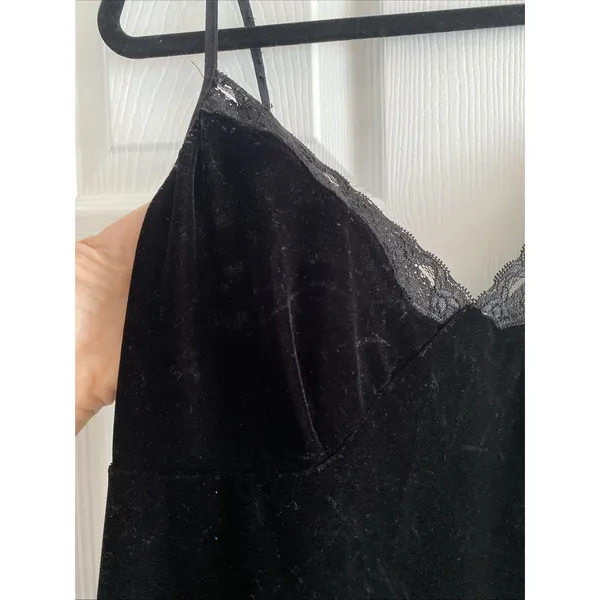 Secret Treasures Velvet Lace Trim Chemise Womens 1X Black Sleepwear Y2K‎ Nightie - Image 4