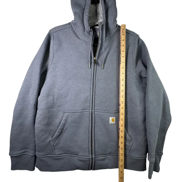 Carhartt Women M Clarksburg Sherpa Lined Full Zip Hoodie Jacket Blue Gray 102787 - Image 7