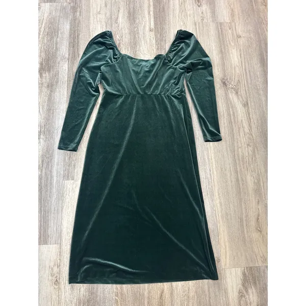 Boden Womens Forest Green Velvet Ruched Sweetheart Midi Dress Size 10 NEW‎ - Image 6
