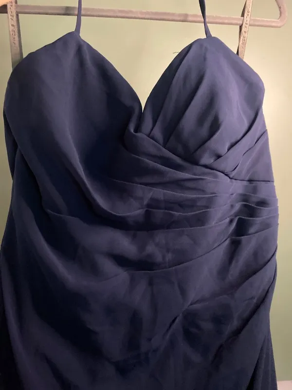 Gather & Gown Size 12 Navy Formal Gown Sweetheart Ruched Chiffon Wedding Guest - Image 3