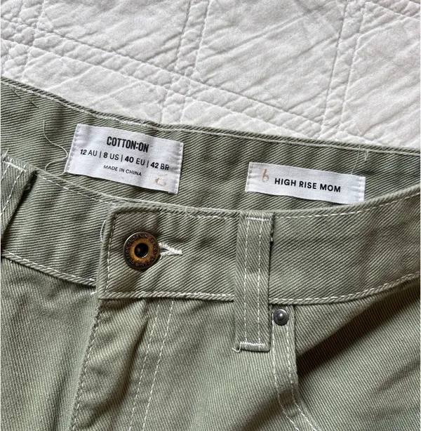 Cotton On Green Denim High Rise Mom Shorts - Image 4
