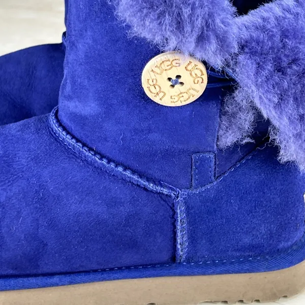 UGG Australia Bailey Button Blue Suede Sheepskin Boots 5803 Womens 8 - Image 13