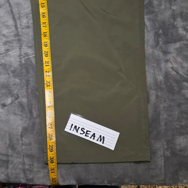 PINK Victoria's Secret Cargo Pants S Olive Green Satin Parachute Relaxed Hi Rise - Image 8