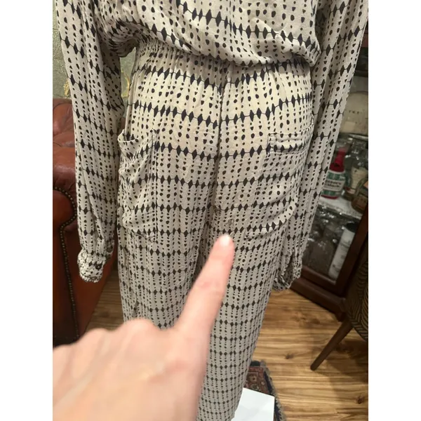 Free People Jen's Pirate Booty Geometric Jumpsuit Cream Black Large Boho - Image 7