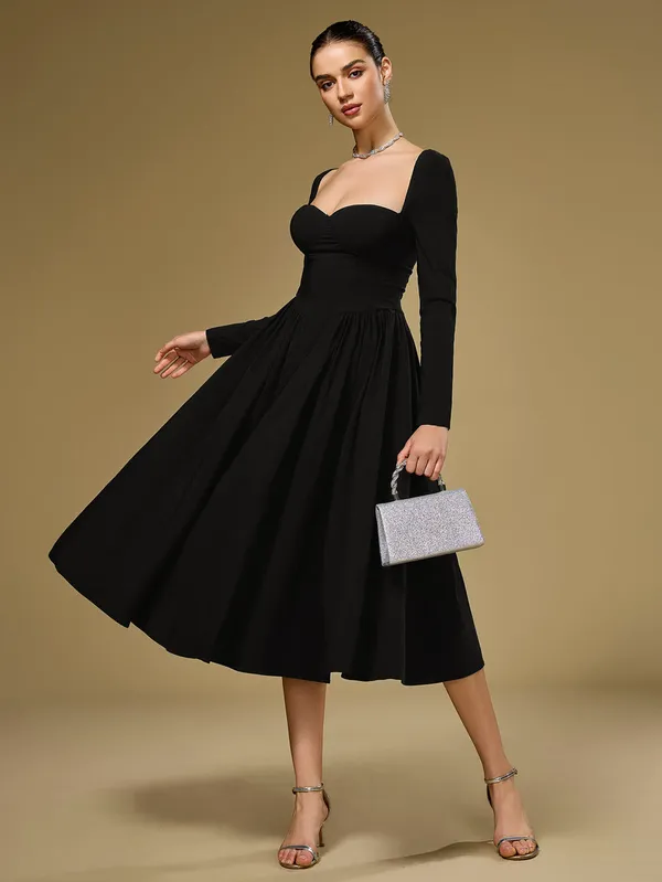 Parthea Long Sleeve Tie Back A-Line Dress - Black size M - Image 10