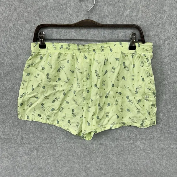Victorias Secret Pink Women Sleep Shorts Green Silky Tennis Dogs Size Large - Image 6
