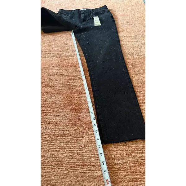 Kensie Jeans High Rise Stovepipe Black Rhinestone Jeans Size 4/27 - Image 6