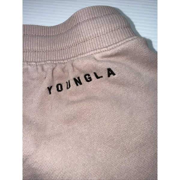 YoungLA Women's Draw String Sweat Shorts Light Pink XL 1.5" Inseam Flawed - Image 7