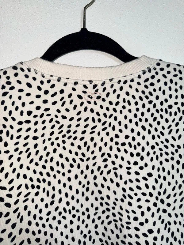 Calia by Carrie Cream & Black Dotted Sweatshirt Crew Neck Relaxed Fit - Image 7