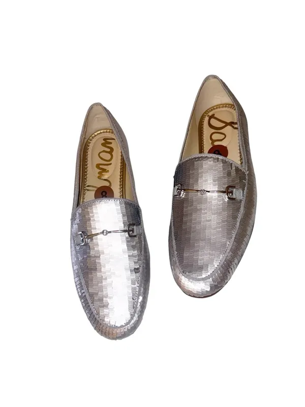 NEW $140 Sam Edelman Loraineglamr Bit Loafer, Silver Slip On SZ-8 - Image 5