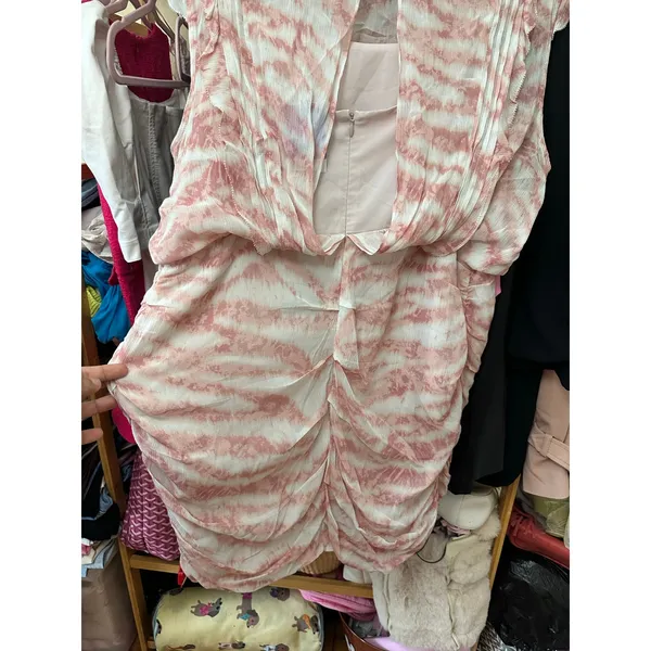 Allsaints Hali‎ Areias Mini Dress Size US 12 Pink White - Image 9