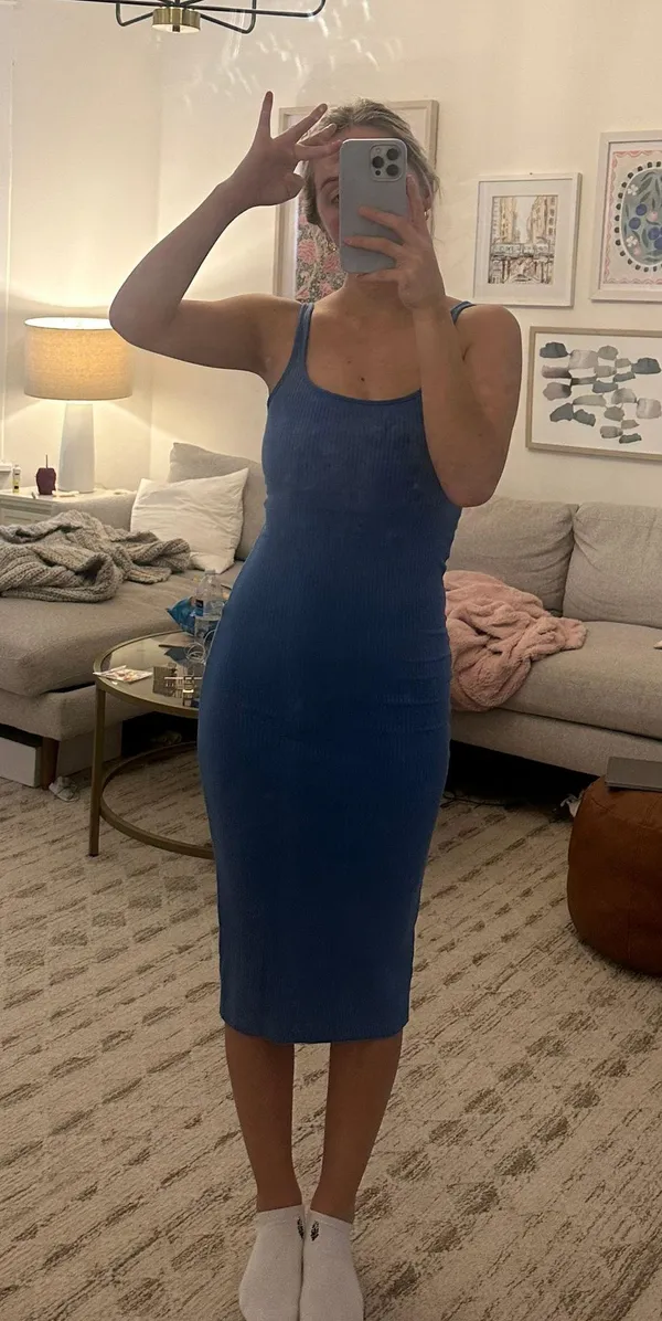 Blue Midi Bodycon Dress Size XS - Image 2