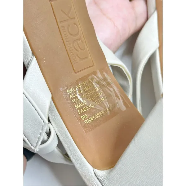 Nordstrom Rack Sandals Womens Size 9 Bone‎ Strappy Faux Leather Open Toe - Image 9