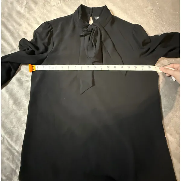 Zara Women Black Formal‎ Long Sleeve High Neck Blouse Size Lined Size Medium - Image 5
