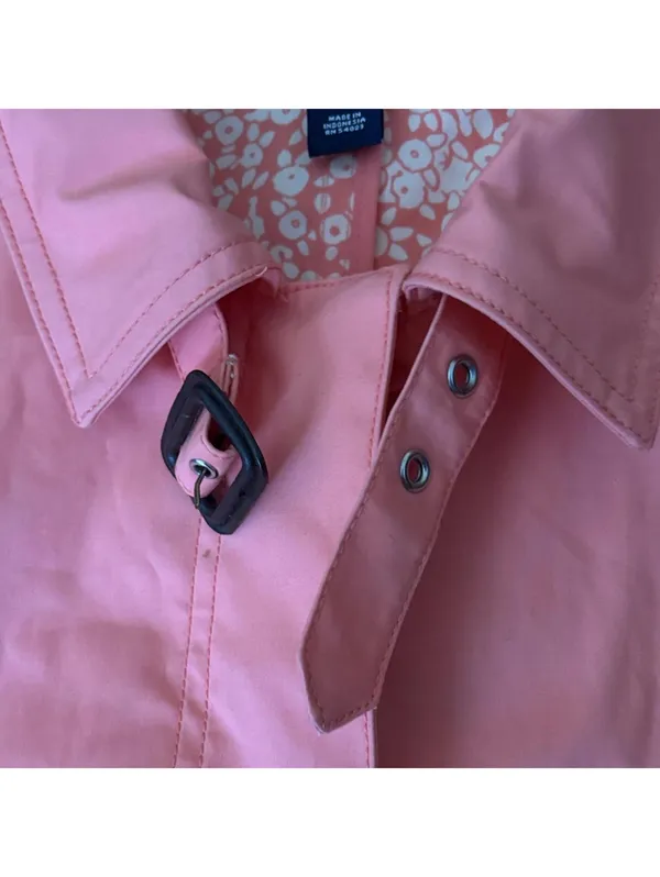 GAP Women's Vibrant Coral Pink Trench Coat Hidden Buttons Pockets Trendy Cotton - Image 3