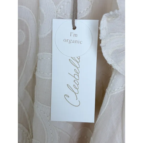 NWT Cleobella Alana Mini Dress Cream Embroidered Organic Cotton Ruffle S - Image 4