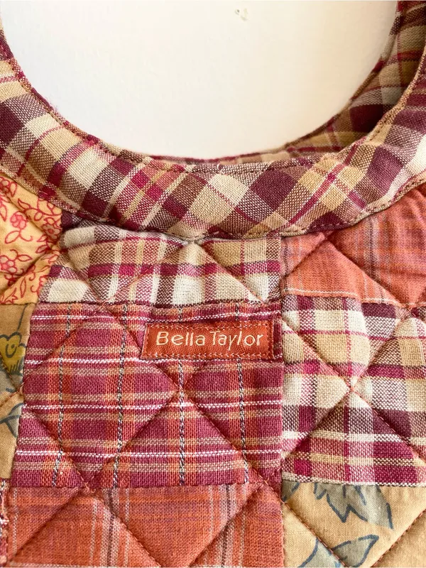 Bella Taylor Quilted Patchwork Tote Bag Red Colors Plaid Striped Paisley Handbag - Image 3