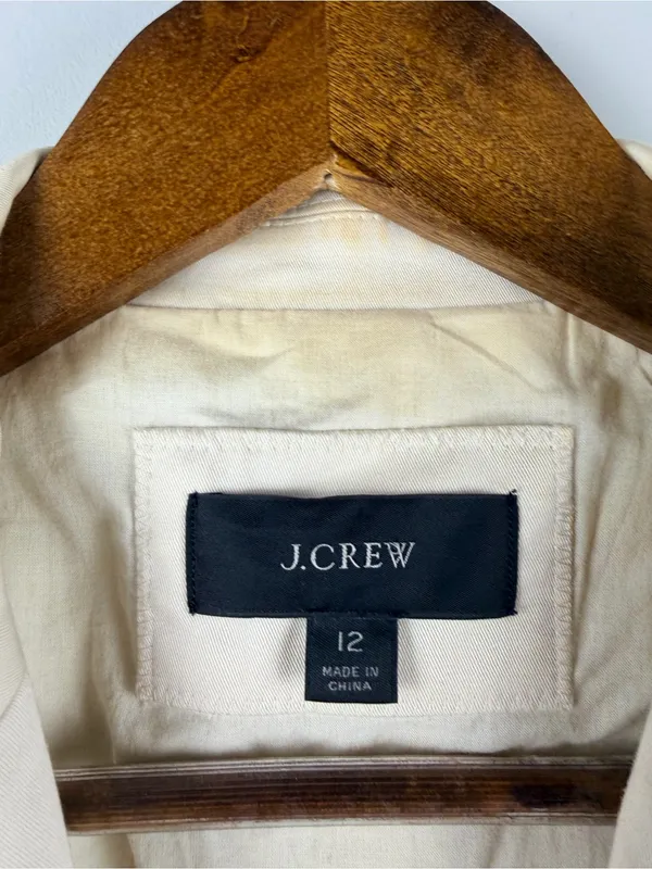J. Crew Double-breasted Alfie blazer in lightweight chino in cream size 12 READ - Image 3