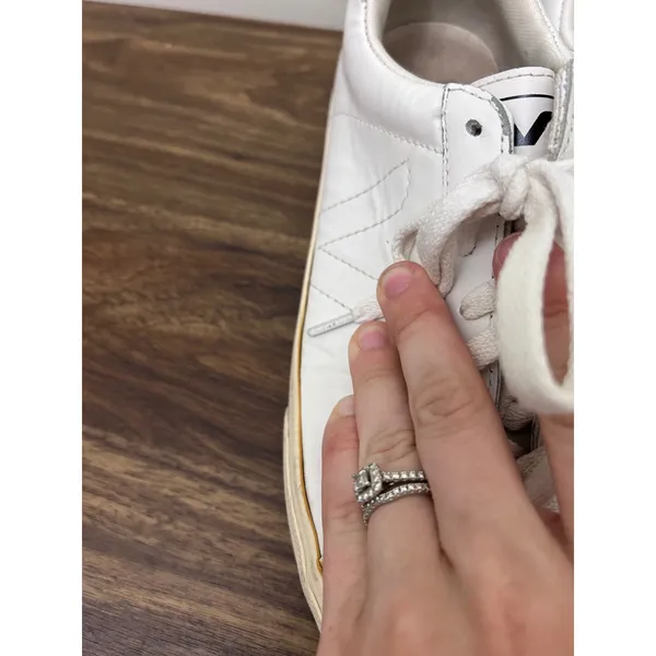 Veja Esplar White Leather Low Top Sneakers Womens Size 9 EU 40 Grey Suede Tab‎ - Image 8