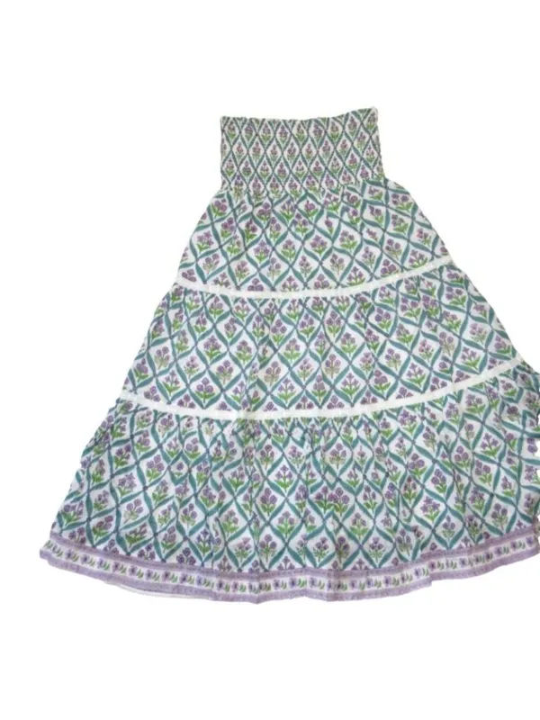 NWT Bell Alicia Bell Mandy Maxi in Floral Cotton Silk Voile Blockprint Skirt L - Image 3