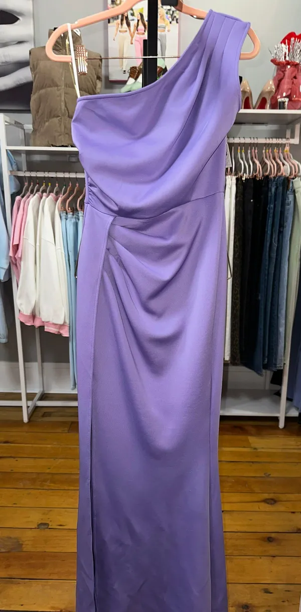 PromGirl Purple One Shoulder Formal Prom Dress - Image 2