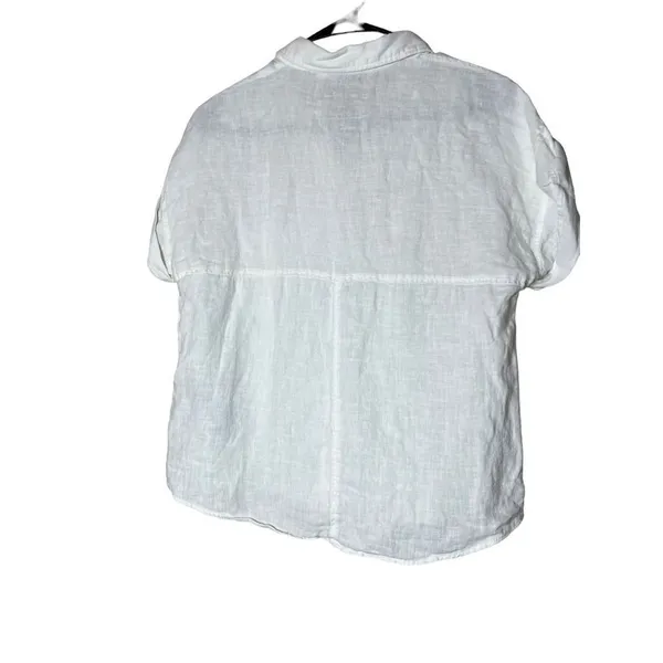 Zara Linen White Button‎ Front Blouse Size Small - Image 7