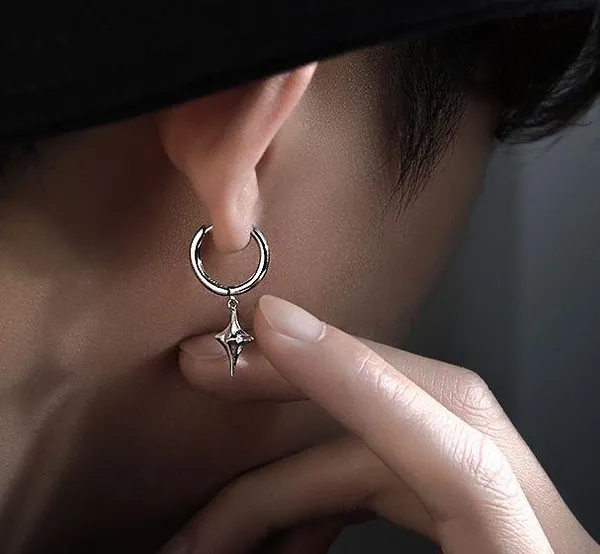 Star Dangle Drop Earrings for Men Women,Personality Punk Hip Hop Earrings - Image 4