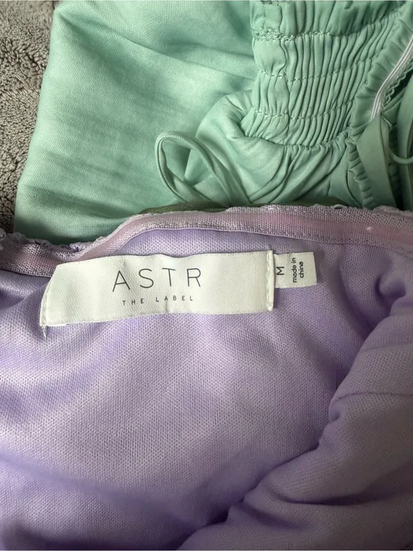 ASTR Lavender Strapless Lace Midi Dress with Side Slit - Image 8