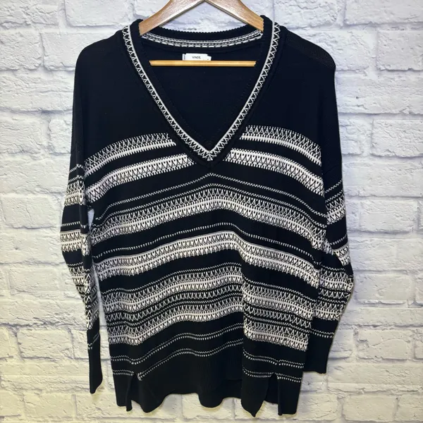 Vince women’s Small oversized long sleeve v-neck sweater shirt Cotton Casual - Image 2