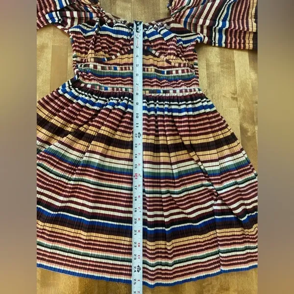 ZARA Like New Striped Midi Long‎ Sleeve Dress Medium Faux Corset Style Mu… - Image 4
