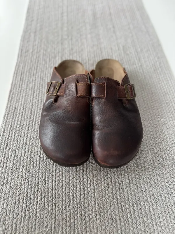 NC Club Dark Brown Oiled Leather Clogs Mules Size 9 Made in Spain - Image 8