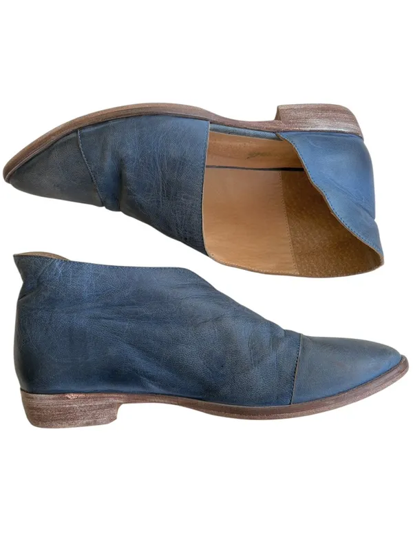 Free People Leather Royale Side Cut-Out Flats Blue Size 7.5 - Image 4