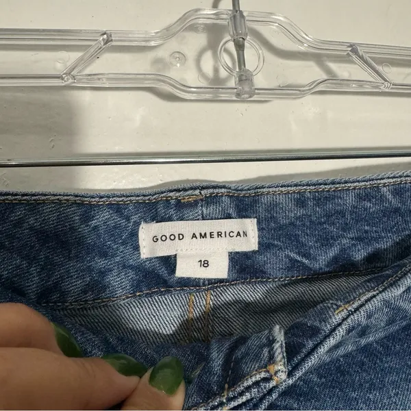 Good American The Weekender Indigo Wash Raw Hem Jean Size 18 Minimalist Casual‎ - Image 7