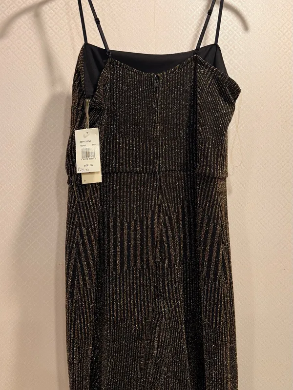 NWT ROW A Metallic Black and Gold Sparkle Sleeveless Night Outfit Mini Dress - Image 5