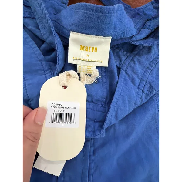 NWT Maeve Anthropologie Tank Top Womens Blue Linen Blend Button Front S - Image 3