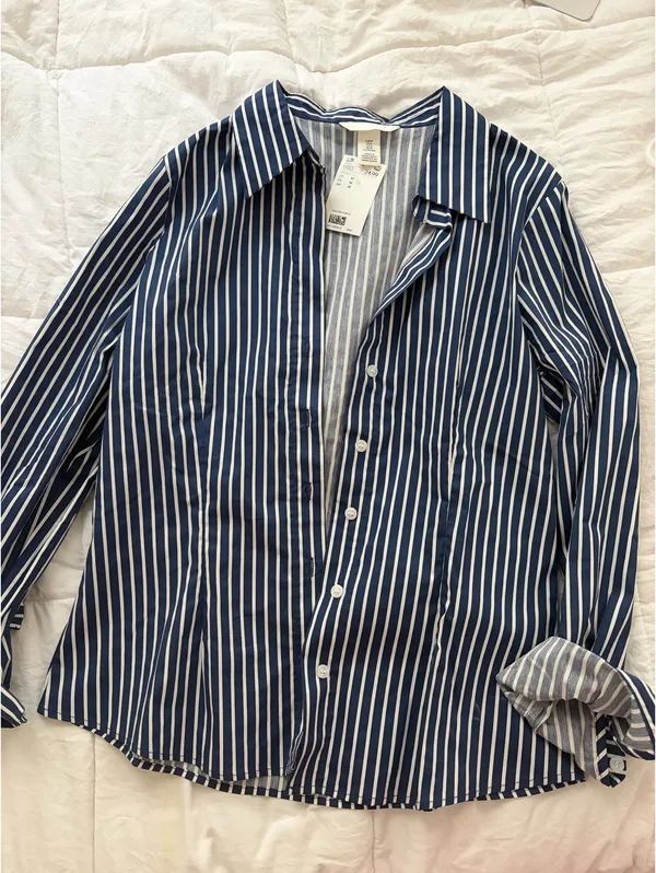 H&M Striped Button Down Shirt Women’s - Image 2
