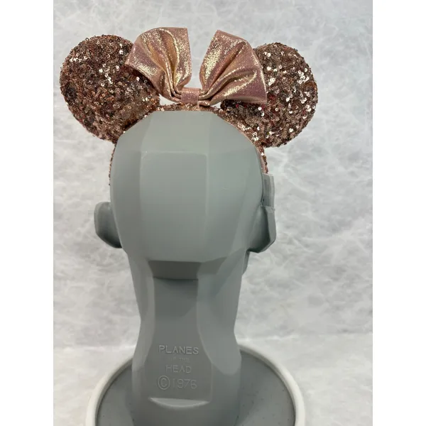 Disney Parks Minnie Mouse Rose Gold Sequined Ear Headband with Bow Accessory - Image 3