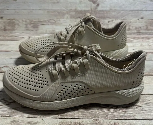 Crocs LiteRide Sneakers Women's Size 7 Rubber Cream Waterproof Tennis Shoes - Image 3