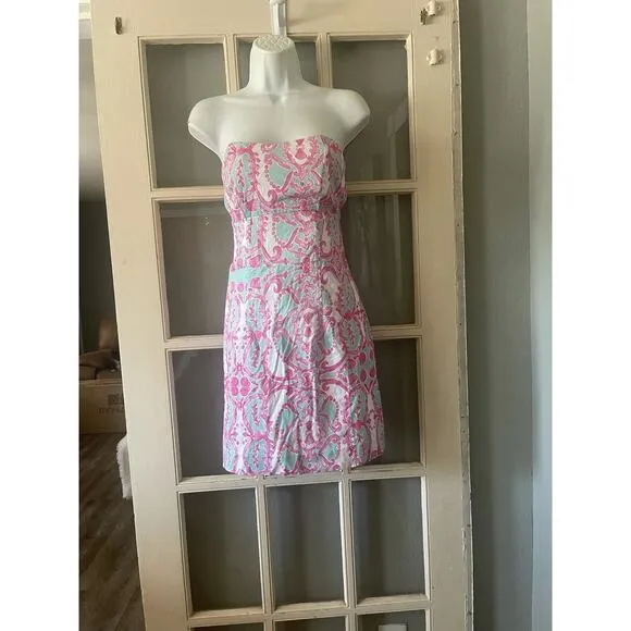 KAELI SMITH‎ Meghan Shell Mirror Sundress Dress Aqua/Pink - Image 9