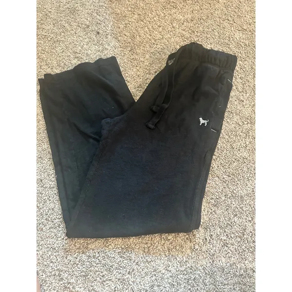 The Black Dog Womens XS Black Cotton Straight Leg‎ Sweatpants Drawstring Lounge - Image 2