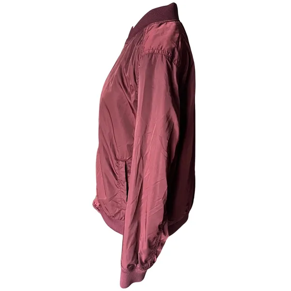 Old Navy Womens Burgundy Lightweight Zip Up Bomber Jacket‎ Large Maroon Gold Zip - Image 3
