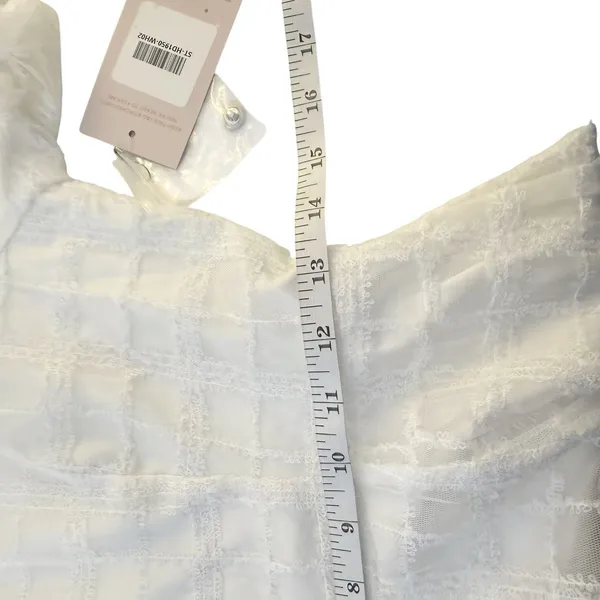 Birdy Grey White Puff Sleeve Mini Dress Size Medium Open‎ Back Bridal Graduation - Image 12