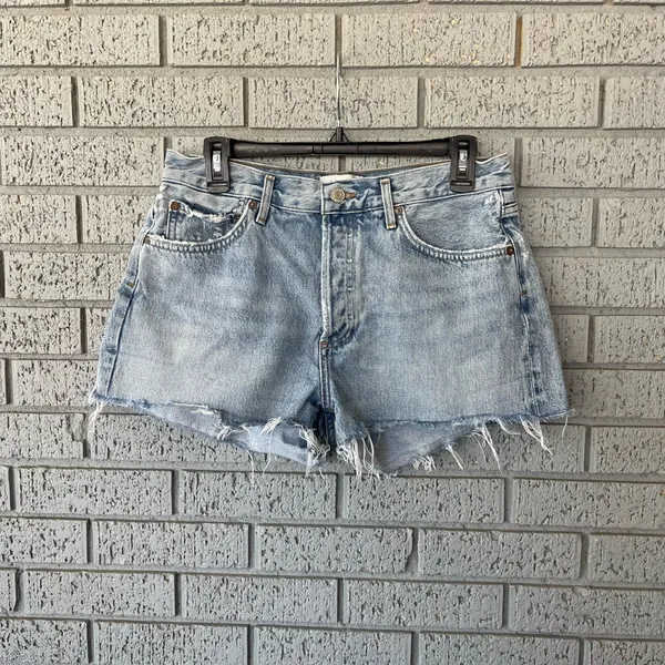Agolde Parker Denim Shorts Distressed Light Wash Size 29 - Image 4