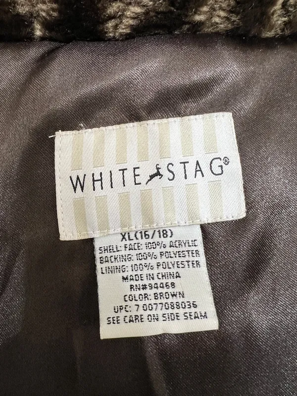 White Stag Vintage 90’s Brown Plush Teddy Jacket size XL - Image 6