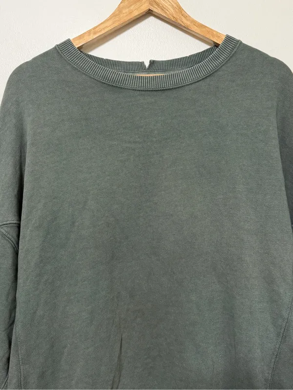 Aerie The Chill Crew Sweatshirt Size Large Green Pullover Sweater Oversized - Image 4