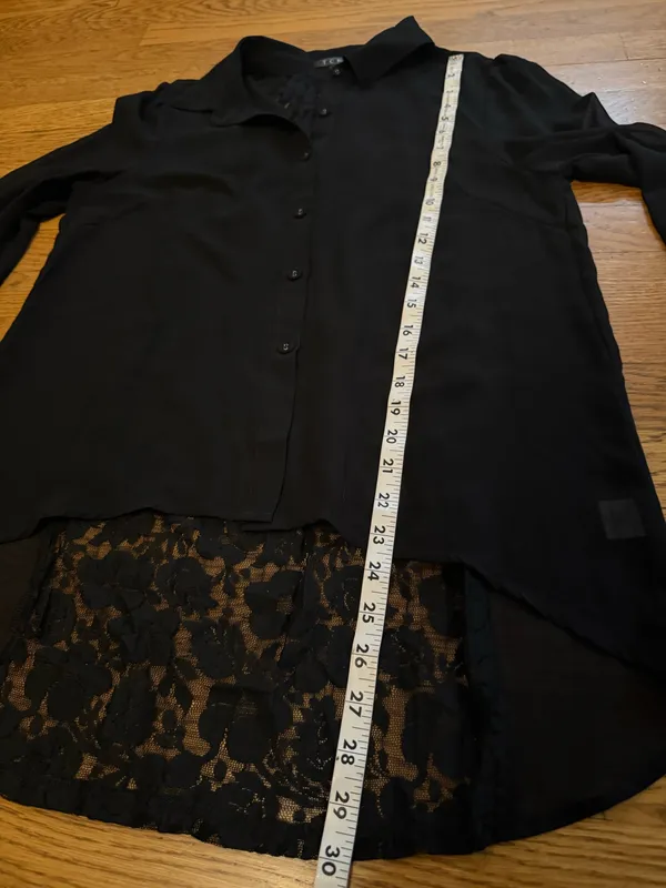 TCEC Black Sheer Button-Up Blouse size S/M - Image 10