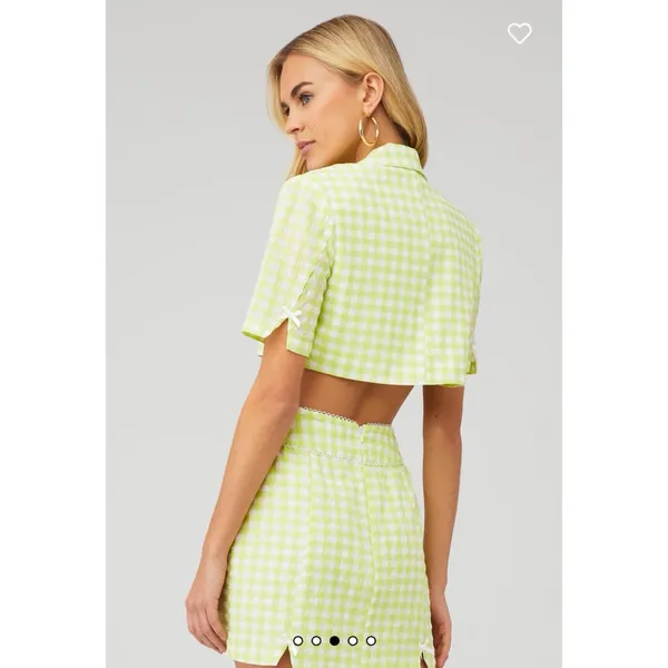 For Love & Lemons Green Gingham Checkered Blazer S. $167‎ - Image 4