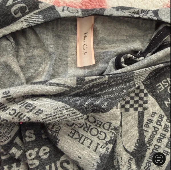 Y2K Newspaper Print Bodycon Mini Dress Grey Black Indie Sleaze Coquette Small - Image 5